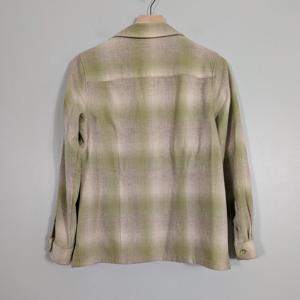 Pendleton Plaid Wool Button Shirt Womens S Green Vintage Top Collar Grunge USA - Picture 2 of 10